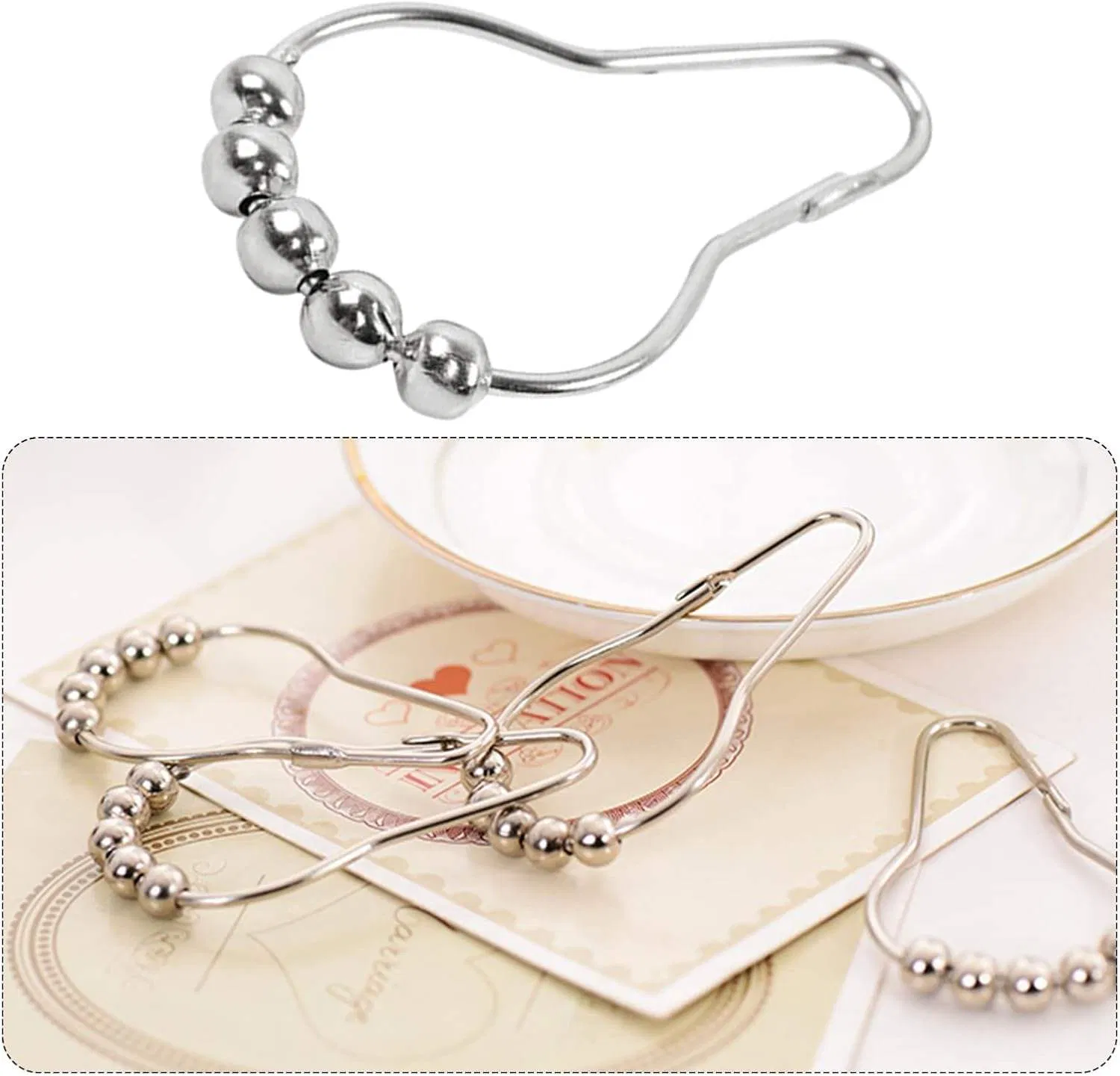 Factory Wholesale Metal Curtain Hanger Metal Curtain Hook Stainless Steel Shower Curtain Hooks