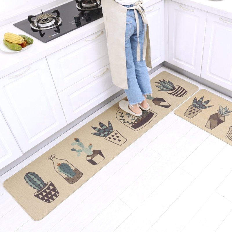 Anti-Fatigue Linen Fabric Anti-Slip Square Front Door Mat Wear-Resistant and Dirt-Resistant Kitchen Mat