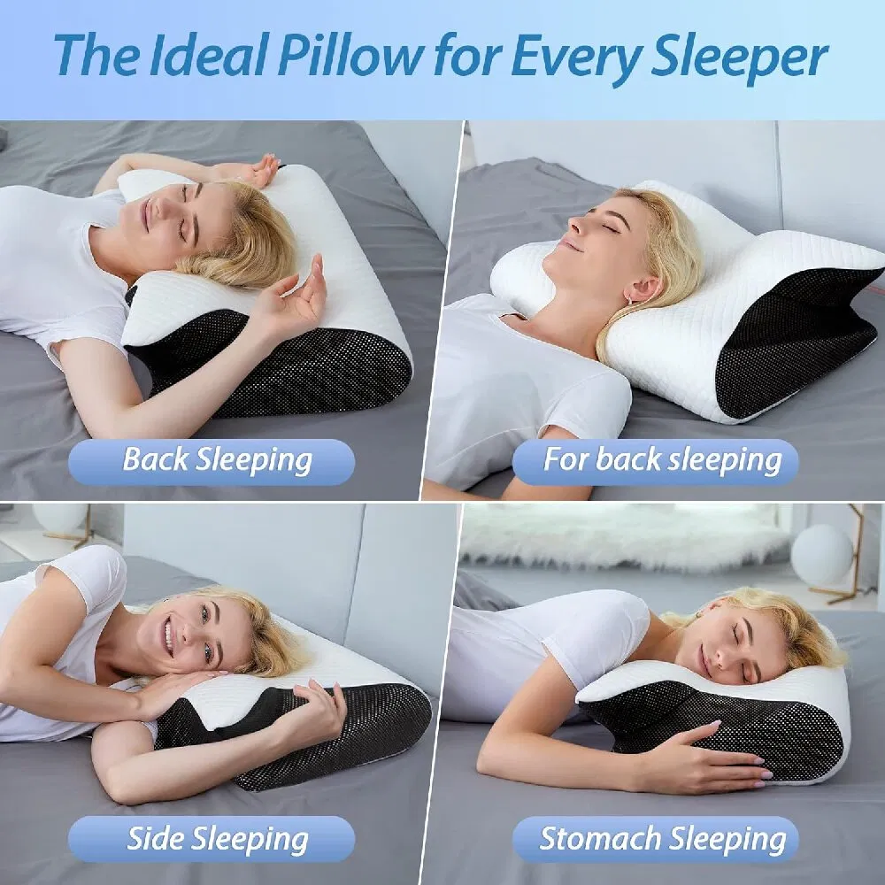 Wholesale Memory Foam Cervical Neck Pillow for Side Back Sleeper Factory Supply Polyester Neck Support Soft Sleep Pillow