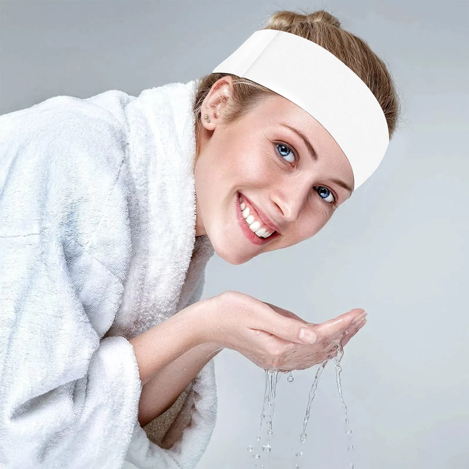 Disposable SPA Facial Headbands Elastic Bandeau with Adjustable Magic Tape for Women's Daily Use Beauty Personal Care