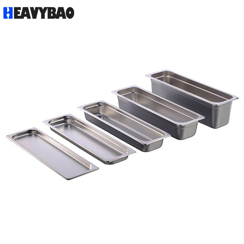 Heavybao Multi Height 2/4 Stainless Steel Gastronorm Gn Container Food Pan for Snack Fast Food