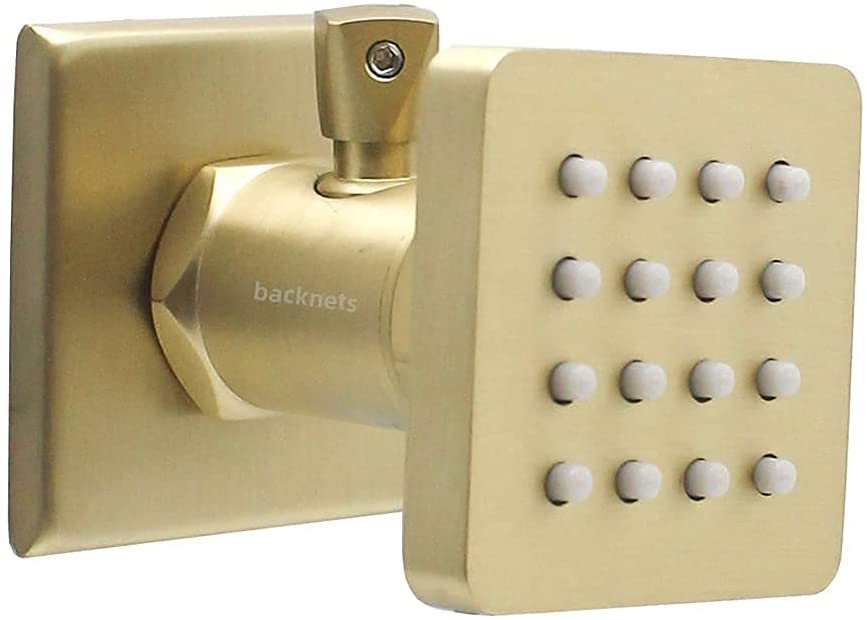 (Upgrade) Solid Brass Shower Body Spray Massage Nozzle Wall Jets, Flow Can Be Controlled, Showerhead Can Swivel (6 PCS, Brushed Gold)