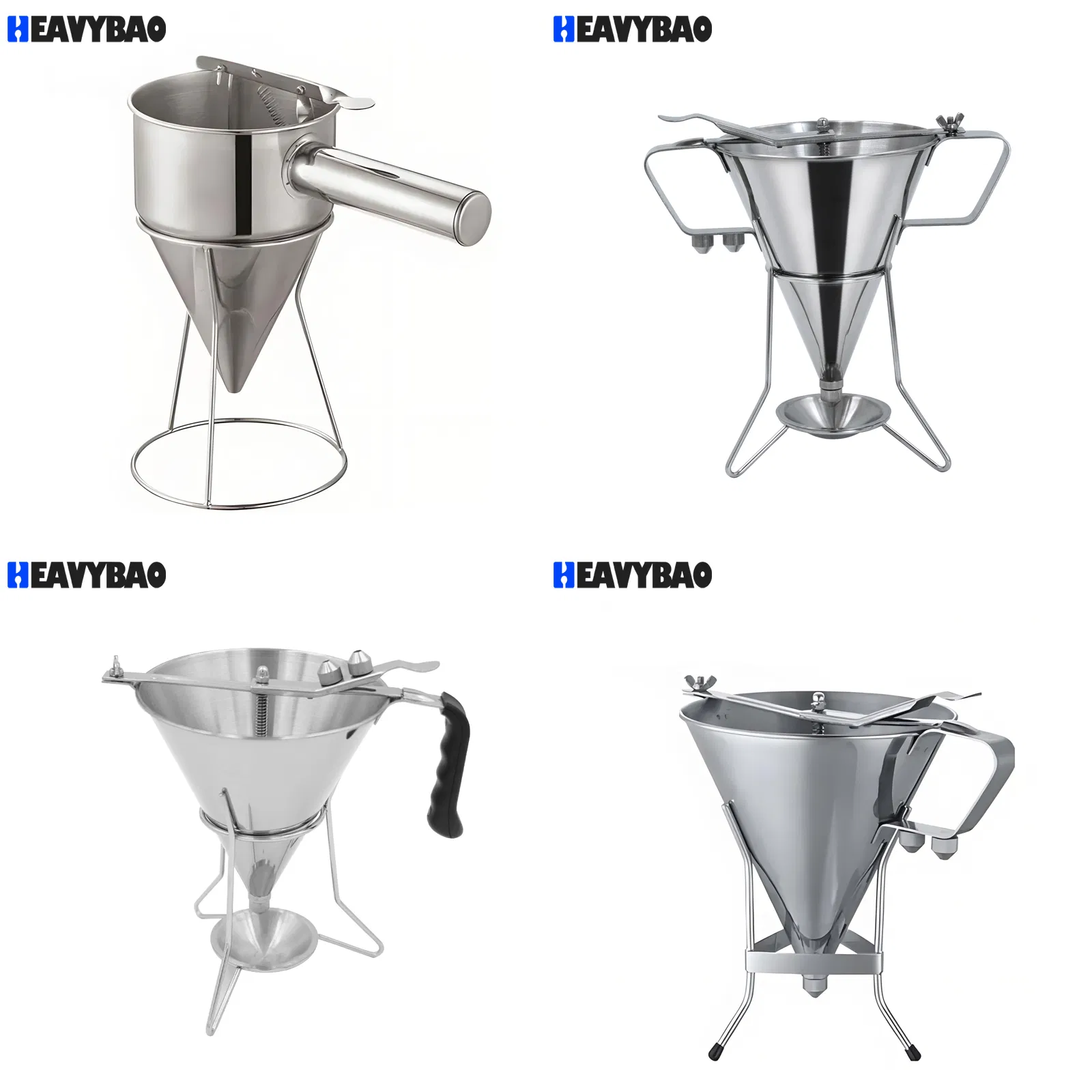 Heavybao Food Grade Stainless Steel Chocolate Oil Cream Cake Filter Funnel for Bakery