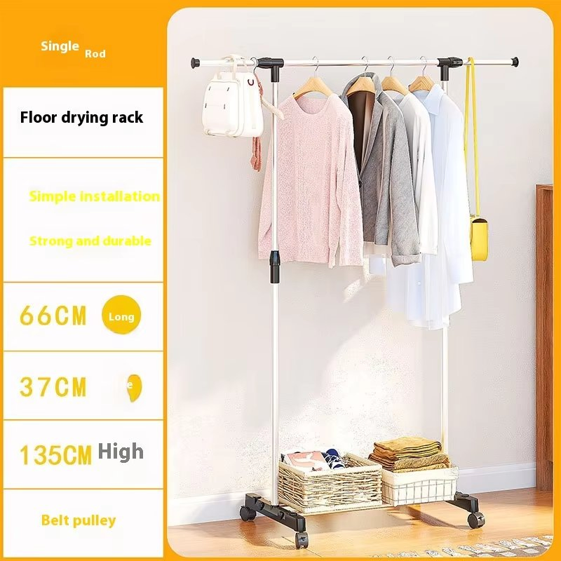 Smart Modern Single-Pole Telescopic Coat Rack Multi-Scene Drying Rack Accessory for Home for Outdoor Balcony Bedroom Clothes