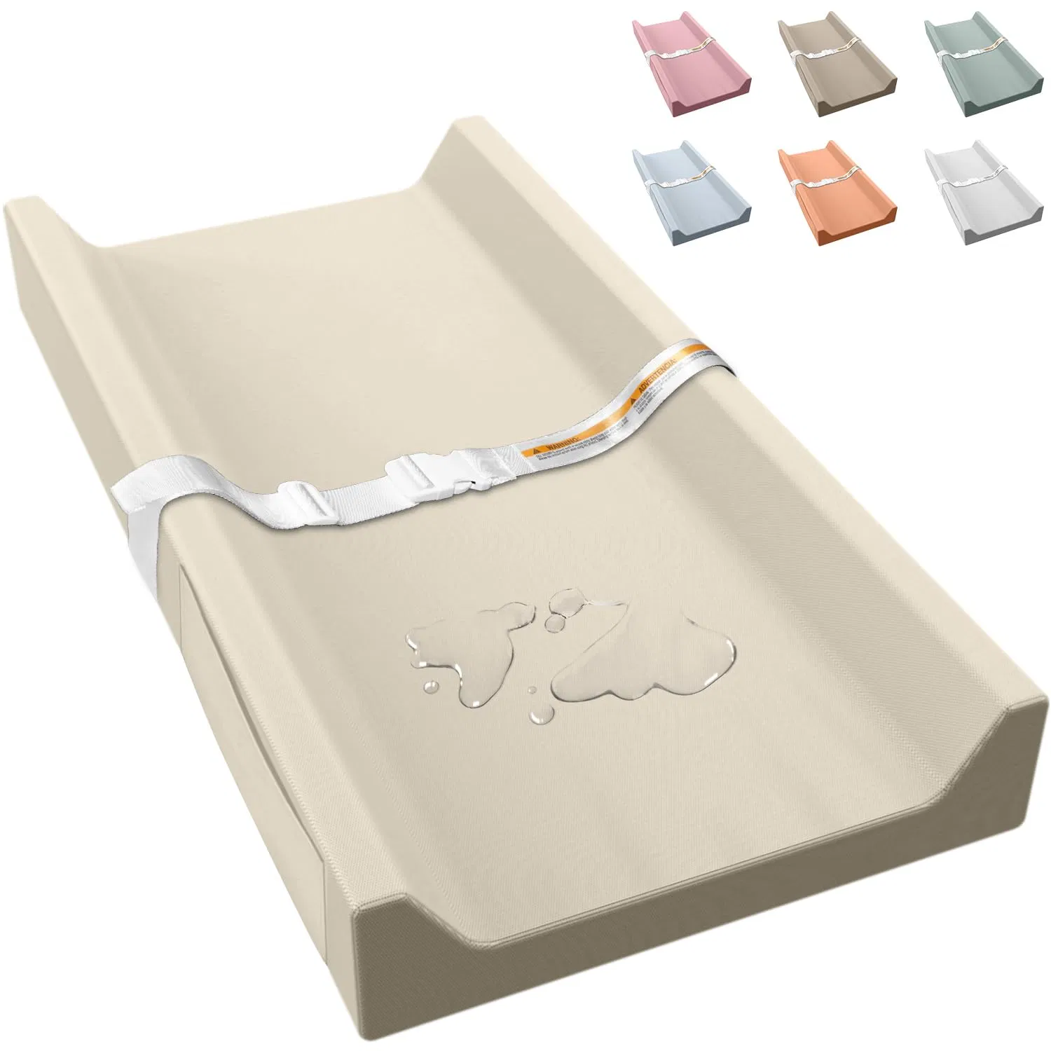 Waterproof Baby Changing Pad Non-Slip Wipeable Diaper Changing Mat with Safety Strap