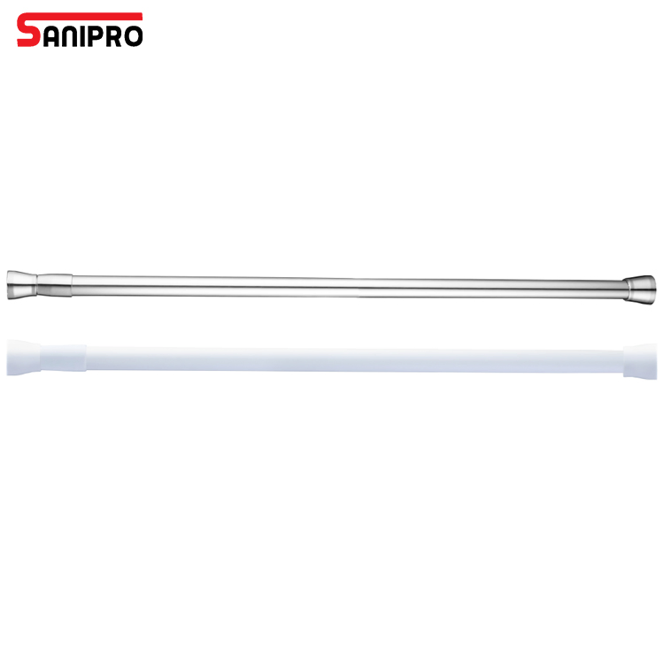 Sanipro Custom Size/Color Spring Tension Shower Curtain Rod Telescopic Adjustable Metal Extendable Windows Curtain Poles