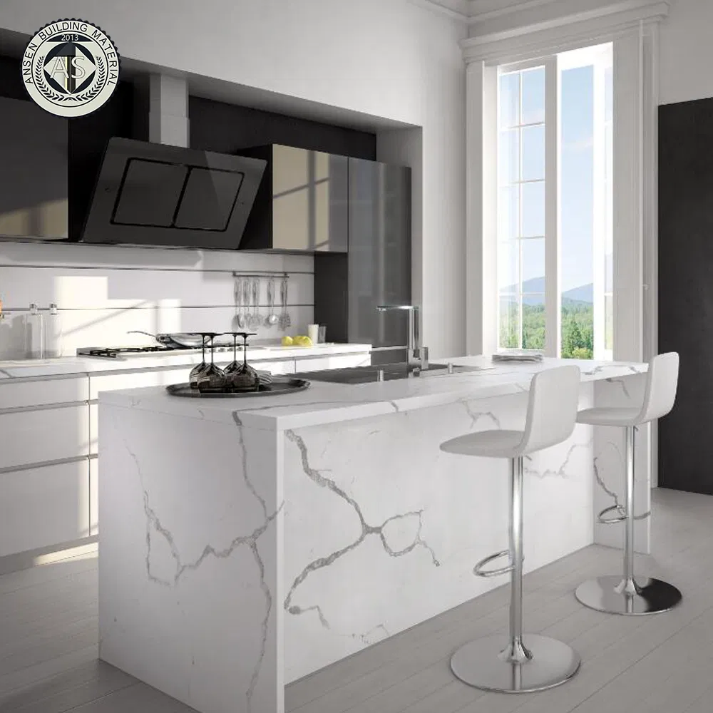 White/Cream/Grey/Black/Brown/Veins Artificial Stone Engineered Quartz Slabs for Kitchen Countertops/Worktops