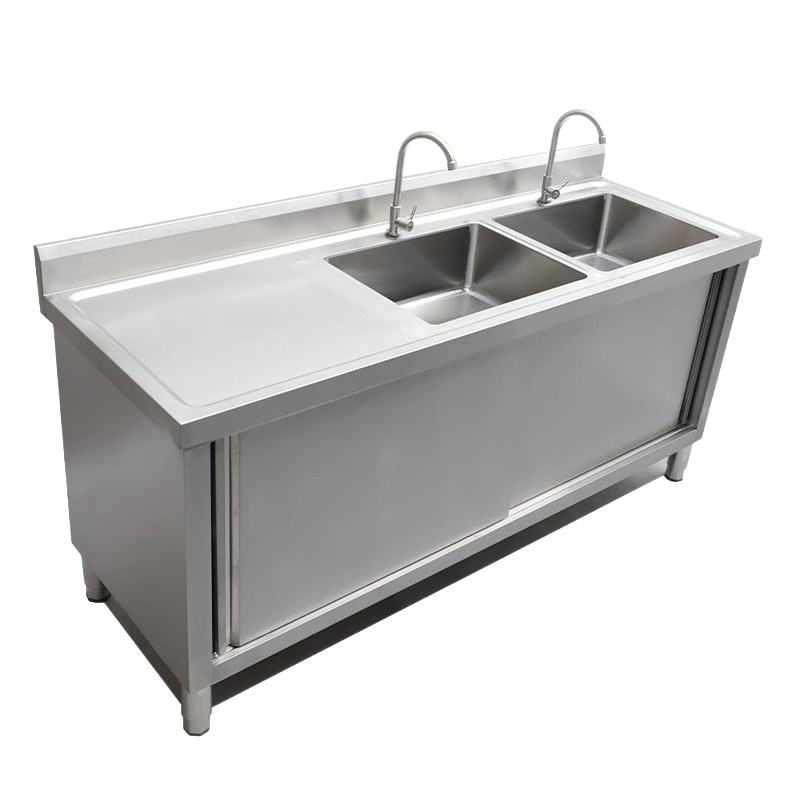 Professional Commercial Stainless Steel Cleaning Sink Cabinet with Worktop