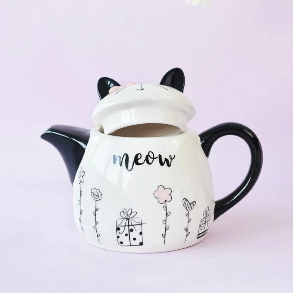 Unique Ceramic Cat Teapots Handmade Porcelain Animal Water Pots in Bulk
