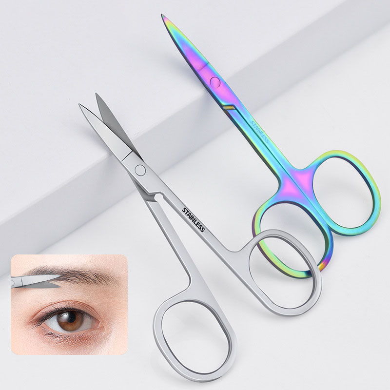 Color Titanium Stainless Steel Nose Hair Eyelash Grooming Scissors Eyebrow Barber Nail Art Tailor Scissor