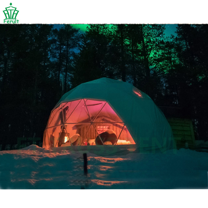 Hot Sale Luxury Winter Safari Geodesic Steel Dome House Camping Igloo Resort Tent