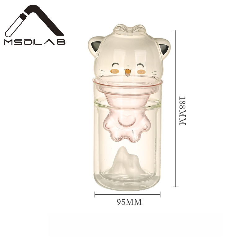 Creative Cat Glass Mug with Infuser and Cat-Paw Lid
