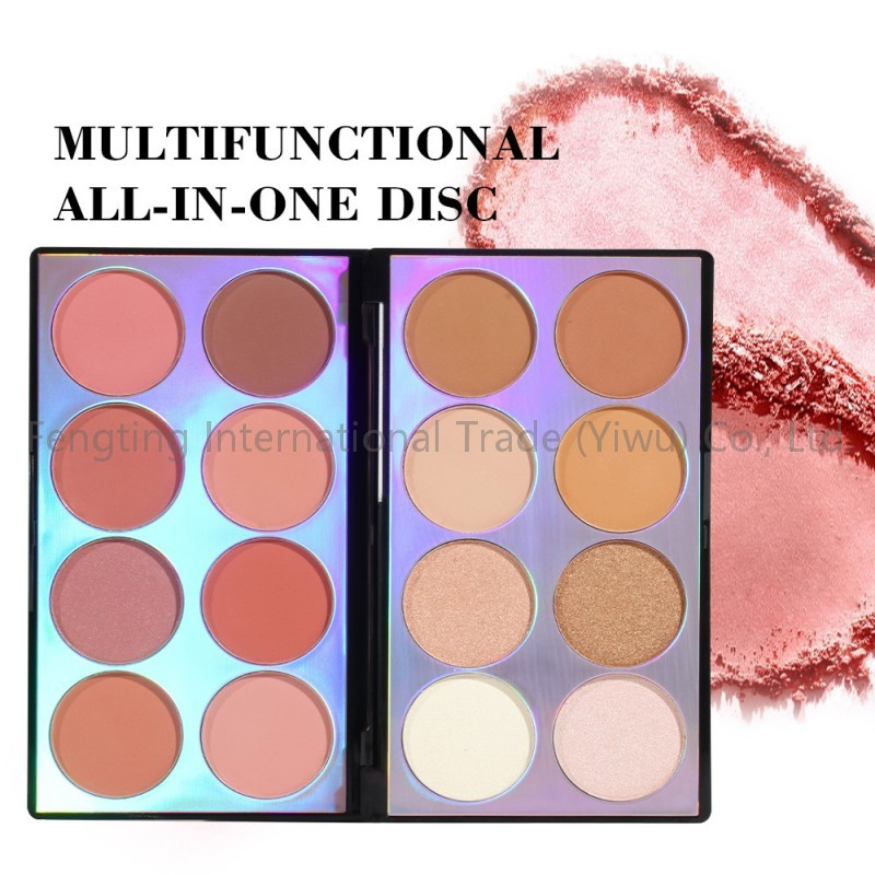 Private Label Creamy Blusher Waterproof Custom Make up Artist Palette 16 Color Face Blush Palette