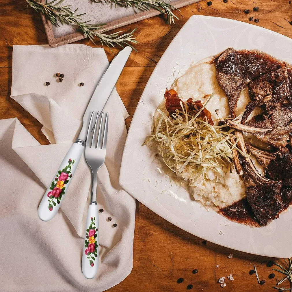 Promotion New Home Dinner Stainless Steel Silverware Ceramic Handle Dessert Fork