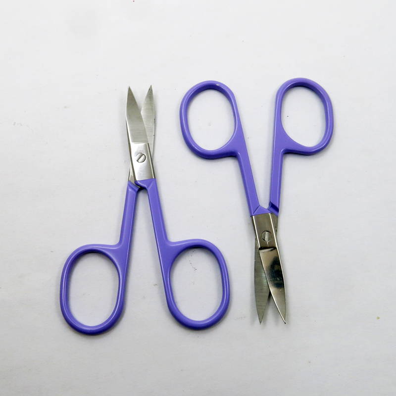 Stainless Steel with Colorful Coated Curved Eyebrow Facial Eyelash Trimming Beauty Makeup Scissors Beauty Tools