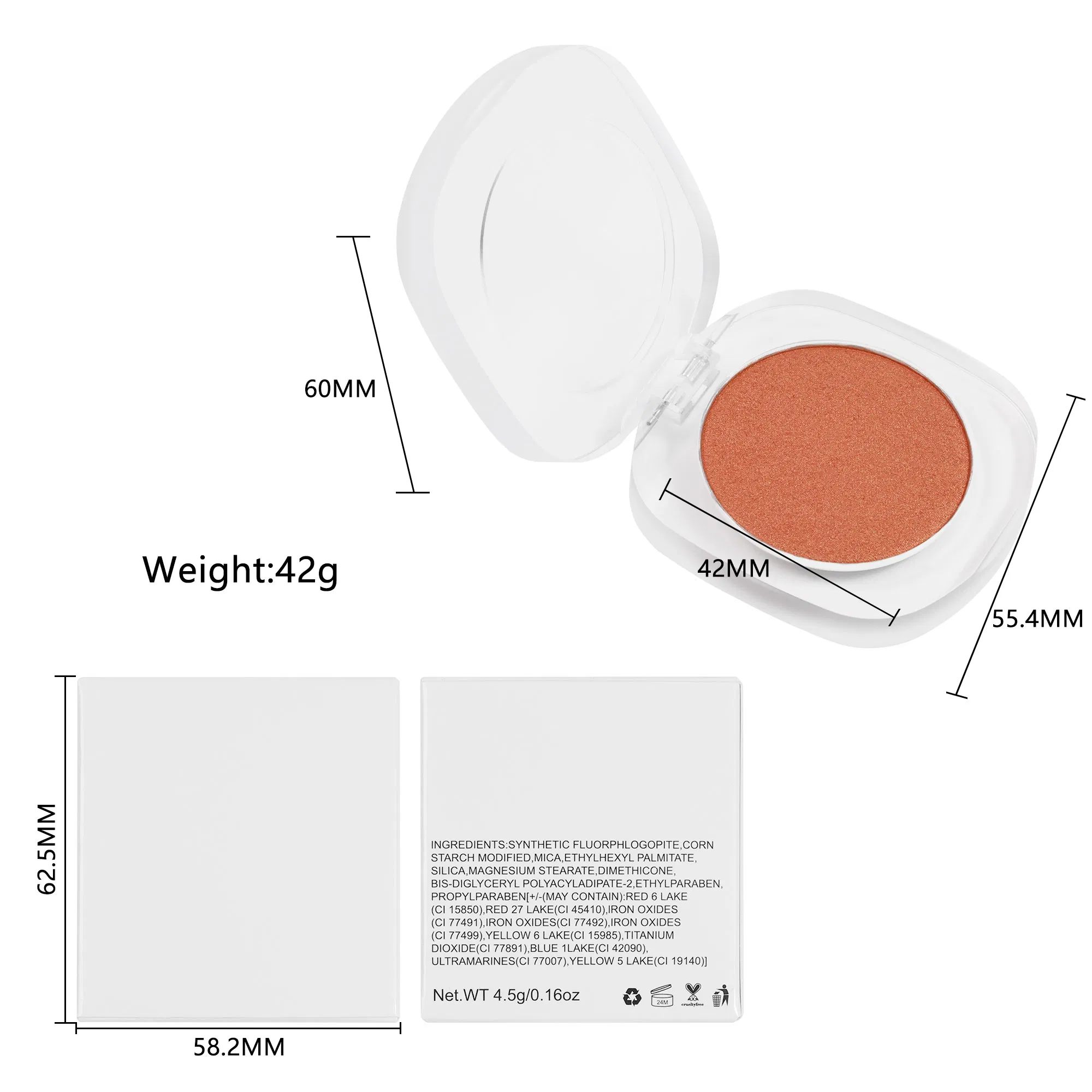 Private Label Best Selling Blush on Pigmented Vegan Face Pressed Powder Blush Custom Makeup Blusher