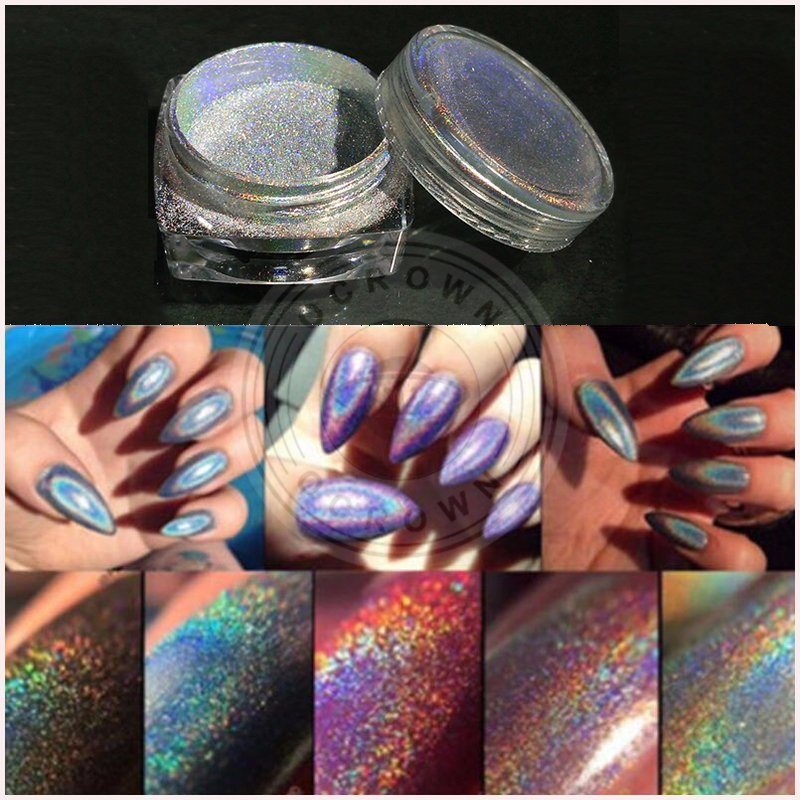 Laser Silver Holographic Mirror Powder Nail Glitters Chrome Pigment Supplier