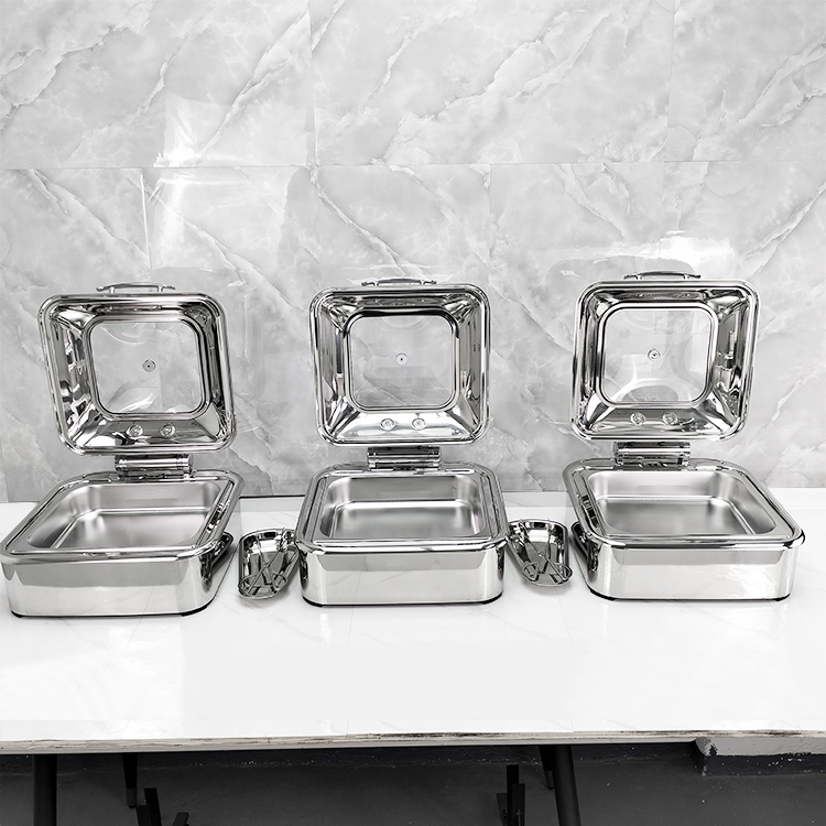Luxury Square Buffet Chafing Dish for Hotel & Restaurant Display Stainless Steel Electric Food Warmer
