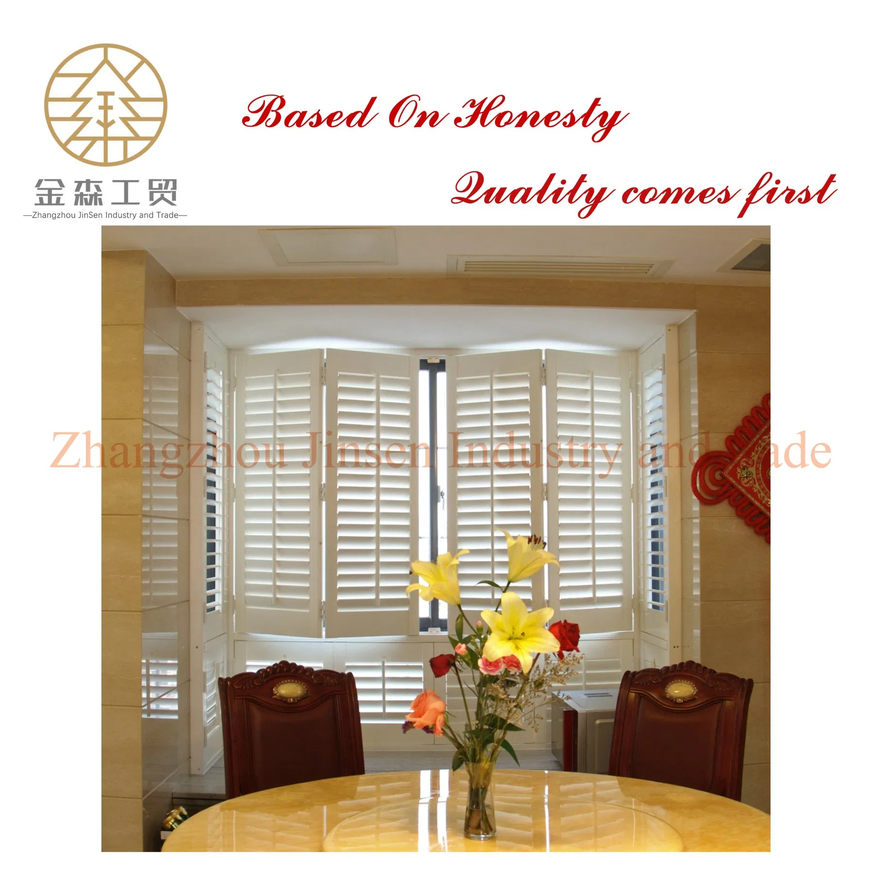Decorative PVC/Vinyl Plantation Corner Window Louvered Shutters with Competitive Price
