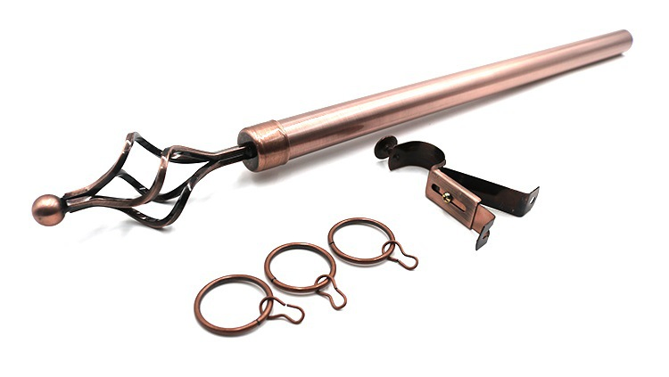 Hot Sale Gold Extendable Metal Single Window Rod Curtains 25-28mm Twisting Finials Adjustable Iron Curtain Rod