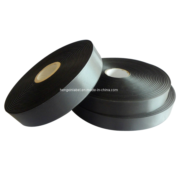 Okeo-Tex Certificate Approved Woven Edge Black Polyester Satin Label Ribbon