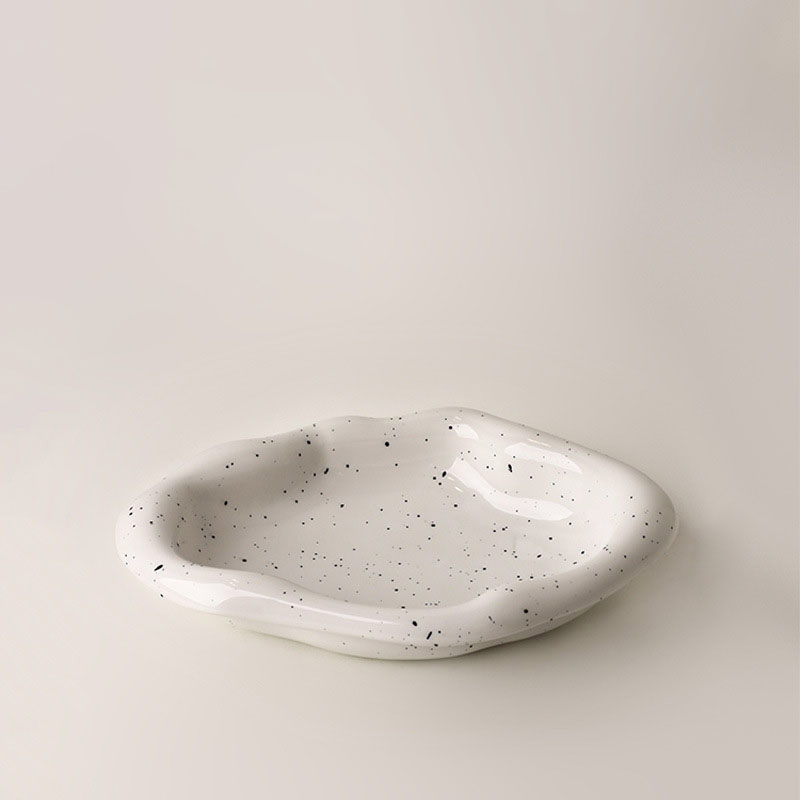 high Quality Tray Luxury Irregular Ceramic Ornaments Splashed Decorative Dessert Plate