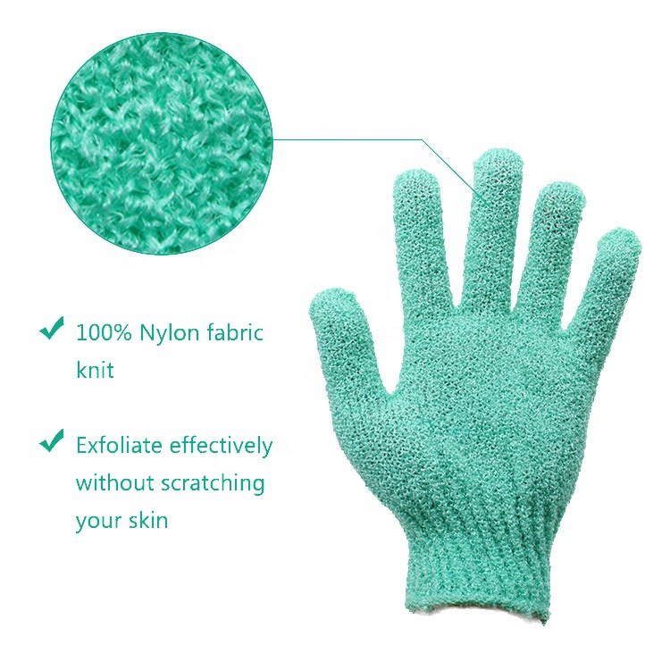 Wholesale Five Finger Body Nylon Custom Shower Mitt Scrubber Exfoliating Bath Gloves
