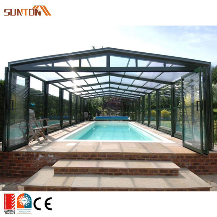 Polycarbonate Commercial Enclosures Enclosed Cafe Patio Retractable Roof Swimming Pool Cover PC Sunroom