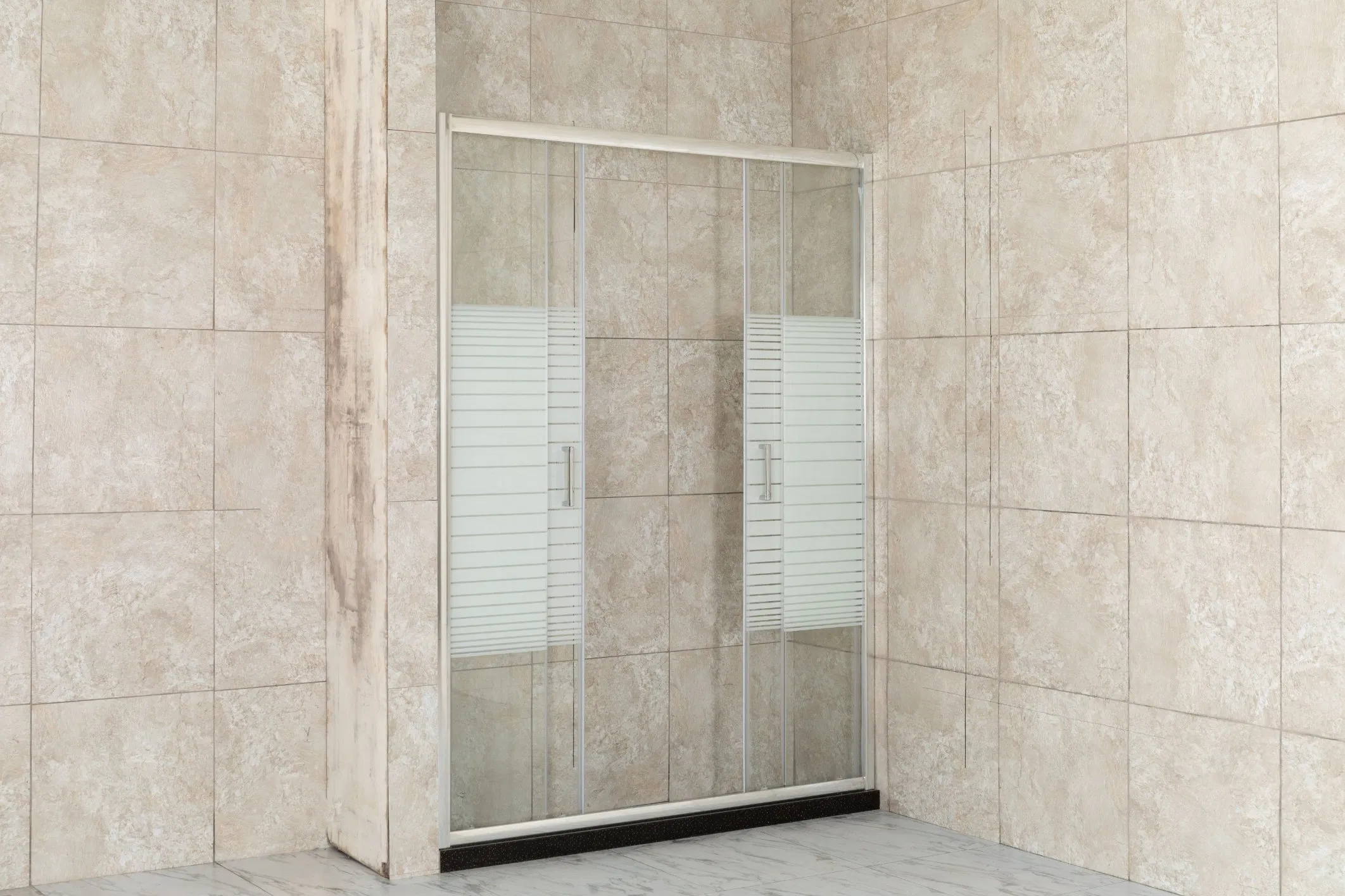 Hot Sale Aluminium Profile Tempered Glass with Line Sliding Door Screen Walk-in