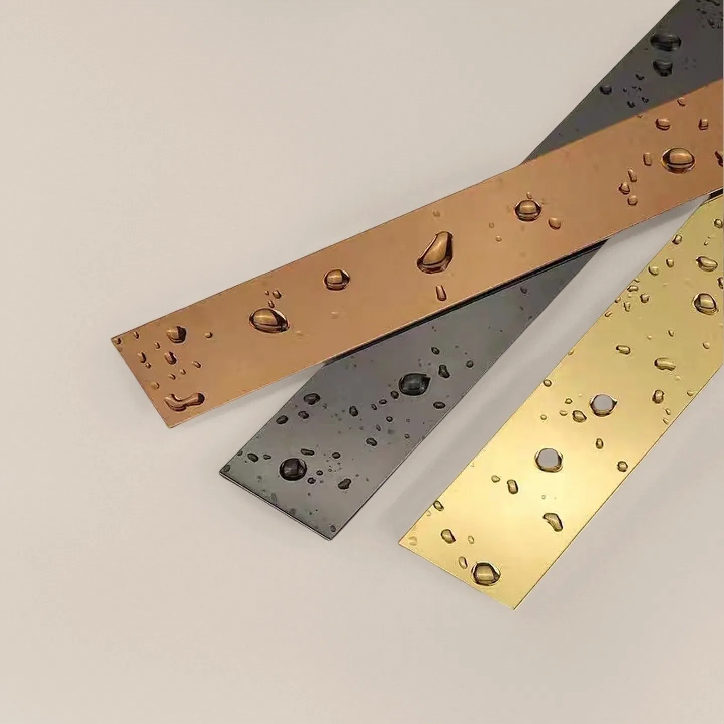 T&C F42 Stainless Steel Flat Strip Mirror Brushed Trim PVD Color Modern Flat Strip for Cabinet Doors