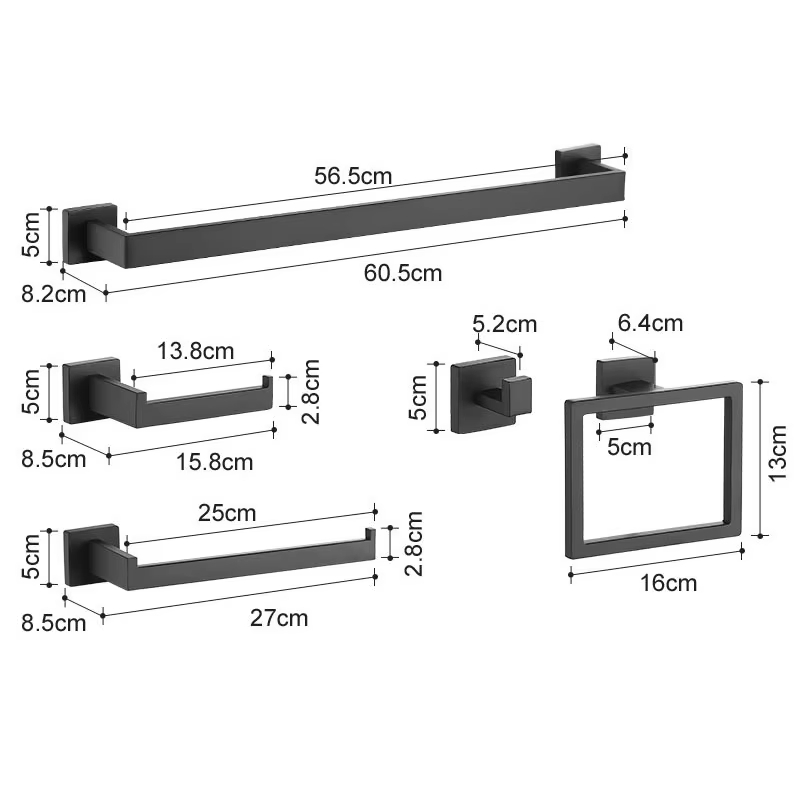 Полка для ванной из нержавеющей стали, матовый черный