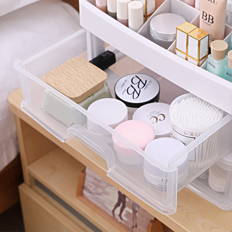 Desktop Cosmetic Storage Box Drawer Type Household Dust-Proof Storage Box Simple Transparent Shelf