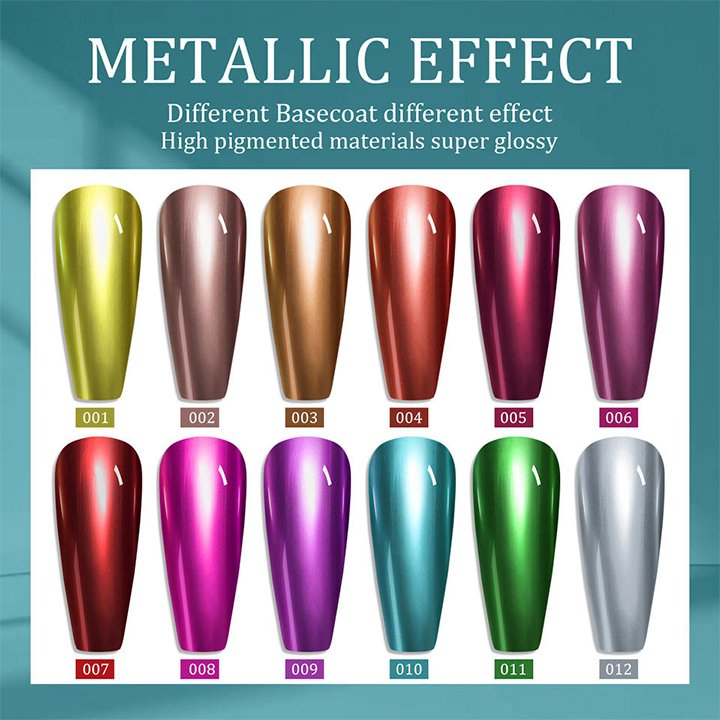 7.5ml Metallic Mirror Nail Polish No Bake Quick Dry Mirror Shine Nail Polish Multi-Color Glossy Light Luxury Nail Polish