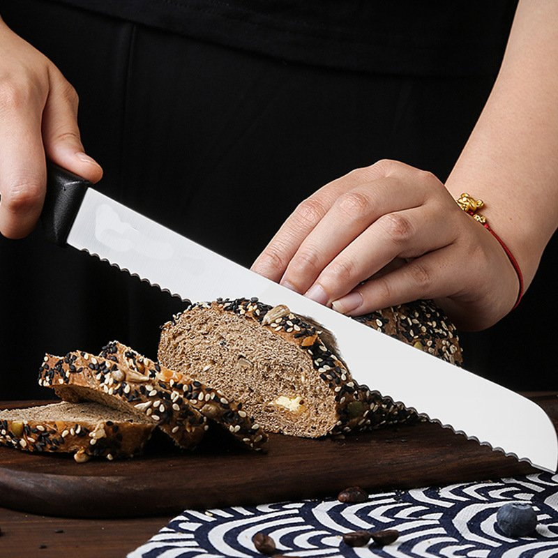 Нож для хлеба с волнистым лезвием 10 дюймов, черная ручка