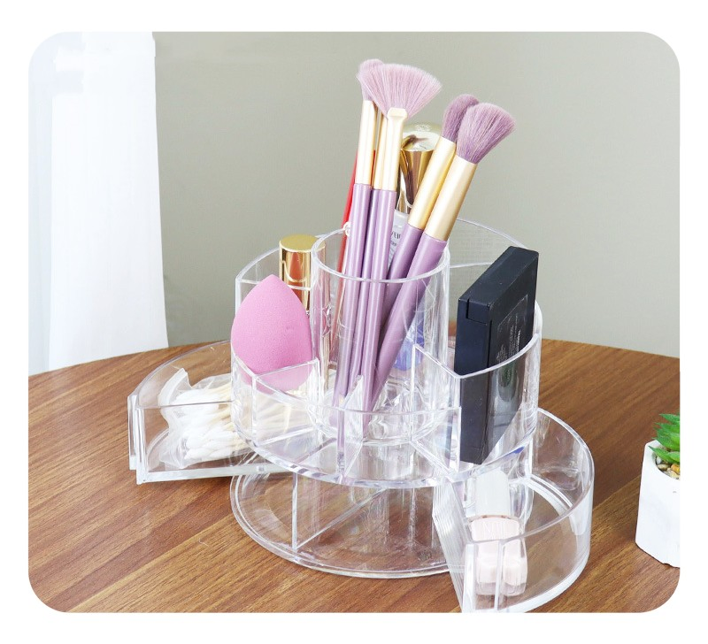 High Transparency Multi-Use Desktop Cosmetic Makeup Storage Holder 360 Degree Spinning
