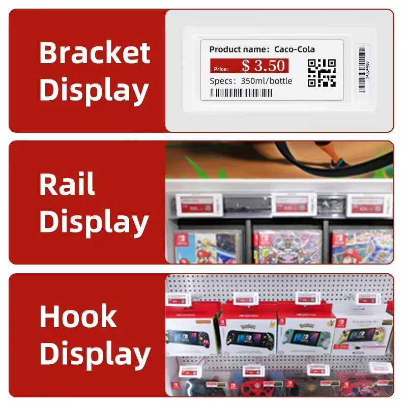 Three Colors Eink Price Label Magnetic Digital Tag Shelf Price Tag ESL