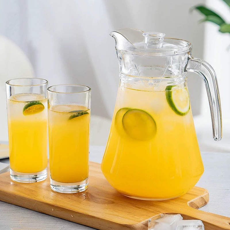 1.3L Glass Water Bottle Pitcher Tumbler Container Juice Glass Water Jug Juice Pitcher with Lid Kitchen Drinkware