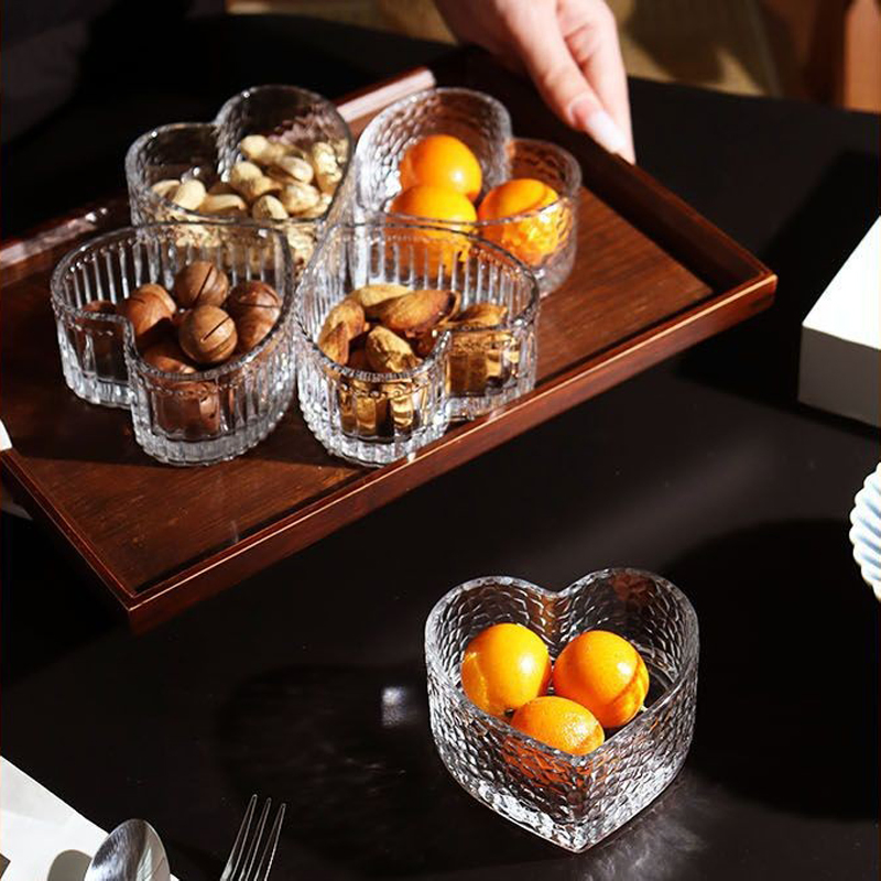 Valentine's Day Heart-Shaped Glass Bowl Breakfast Dessest Salad Bowl Creative Glassware
