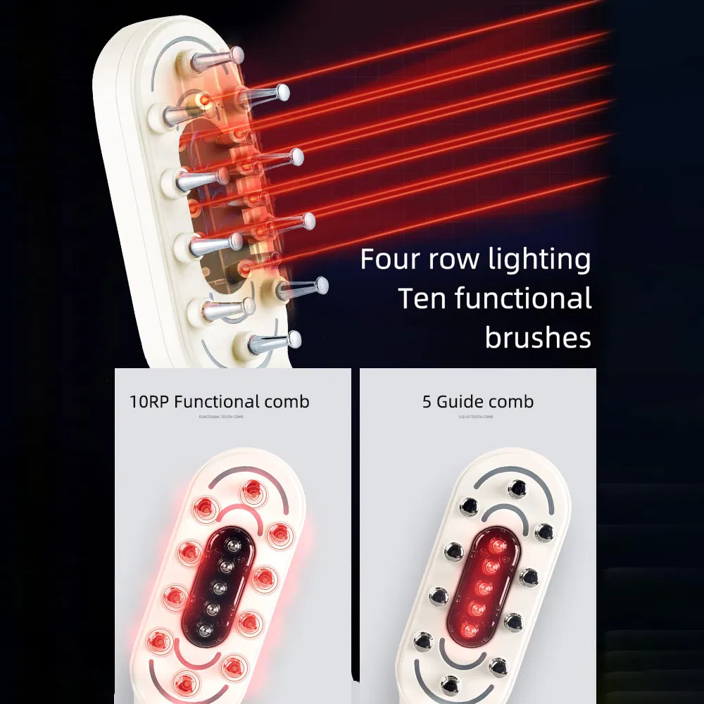 Электрическая массажная расческа EMS с лазером и светотерапией