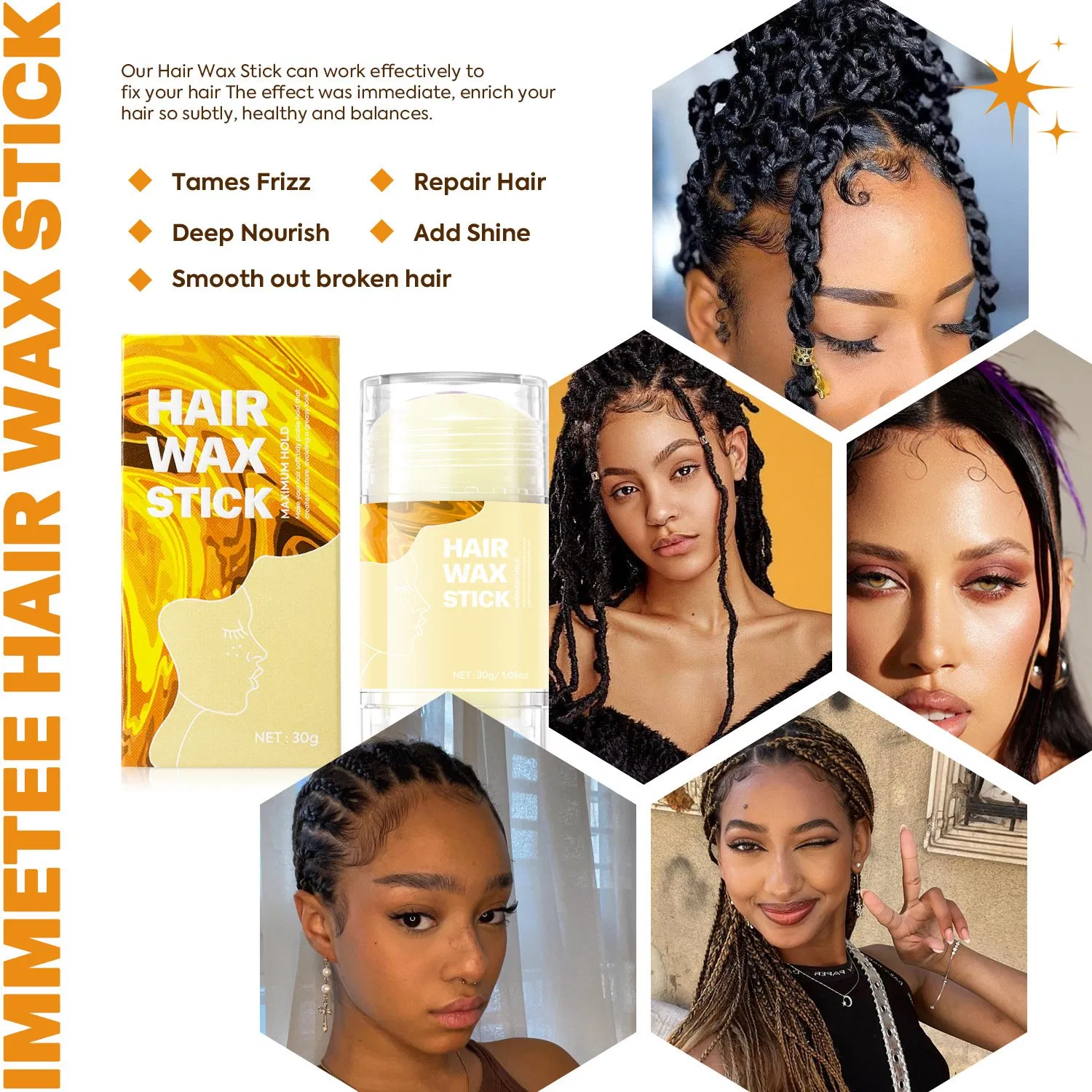 Lemon Brightening Cleansing Facial Skin Mask Hair Wax Stick Purifying Vitamim C Clay Stick Natural Organic Black Mask with Stick