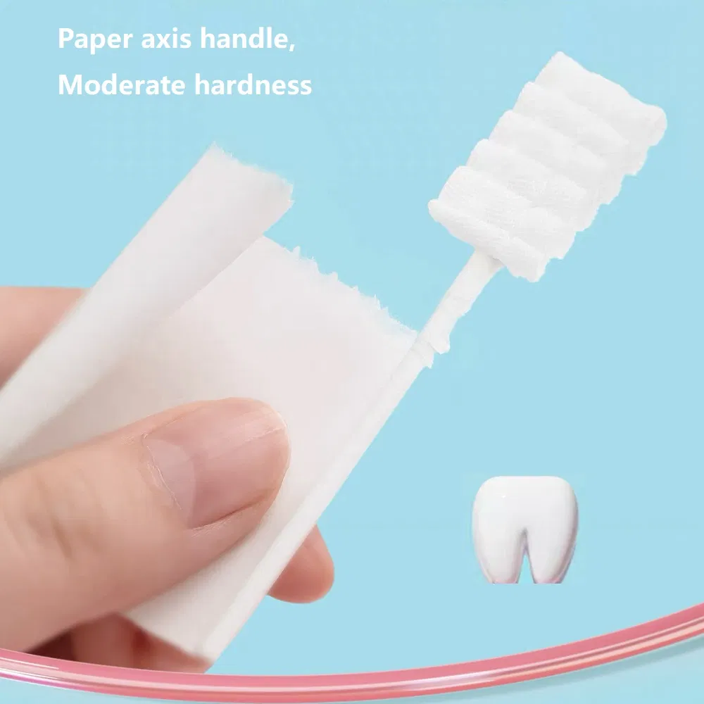 Wholesale Disposable Gauze Toothbrush for Baby Paper Axis Handle Moderate Hardness