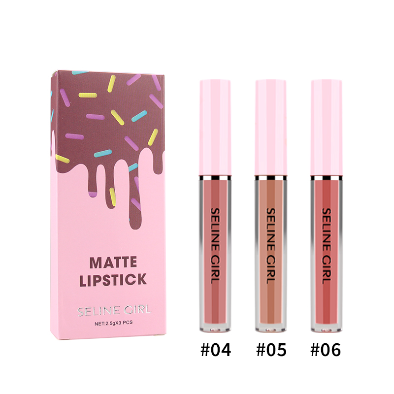 Seline Girl 3*2.5g Silky Moisturizing Long Lasting Box Lipstick