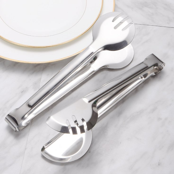 Classic Stainless Steel Food Tongs BBQ Bread Food Serving Kitchen Utensil Tongs for Cooking Desserts