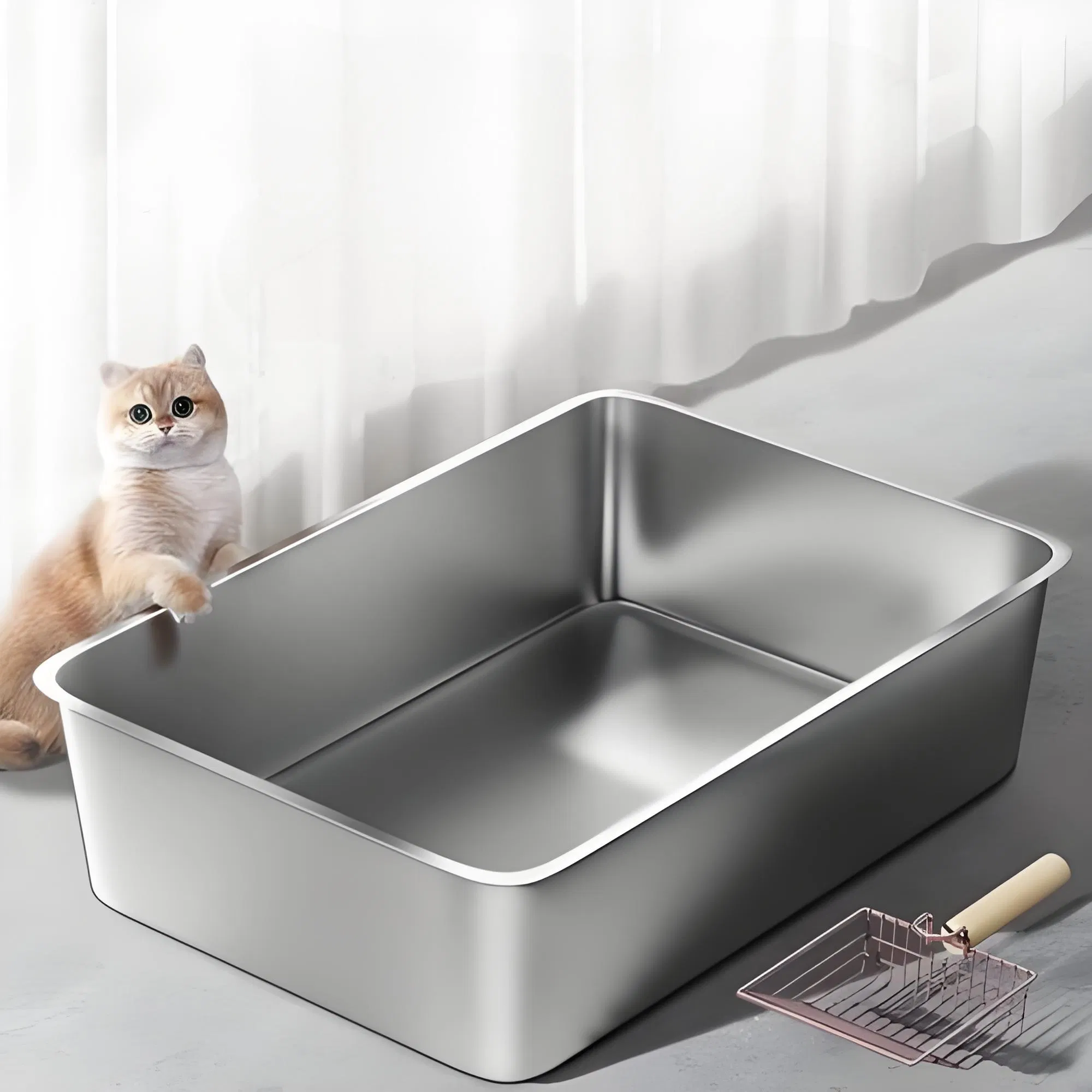 Modern Polypropylene Cat Litter Box for Effortless Cleaning