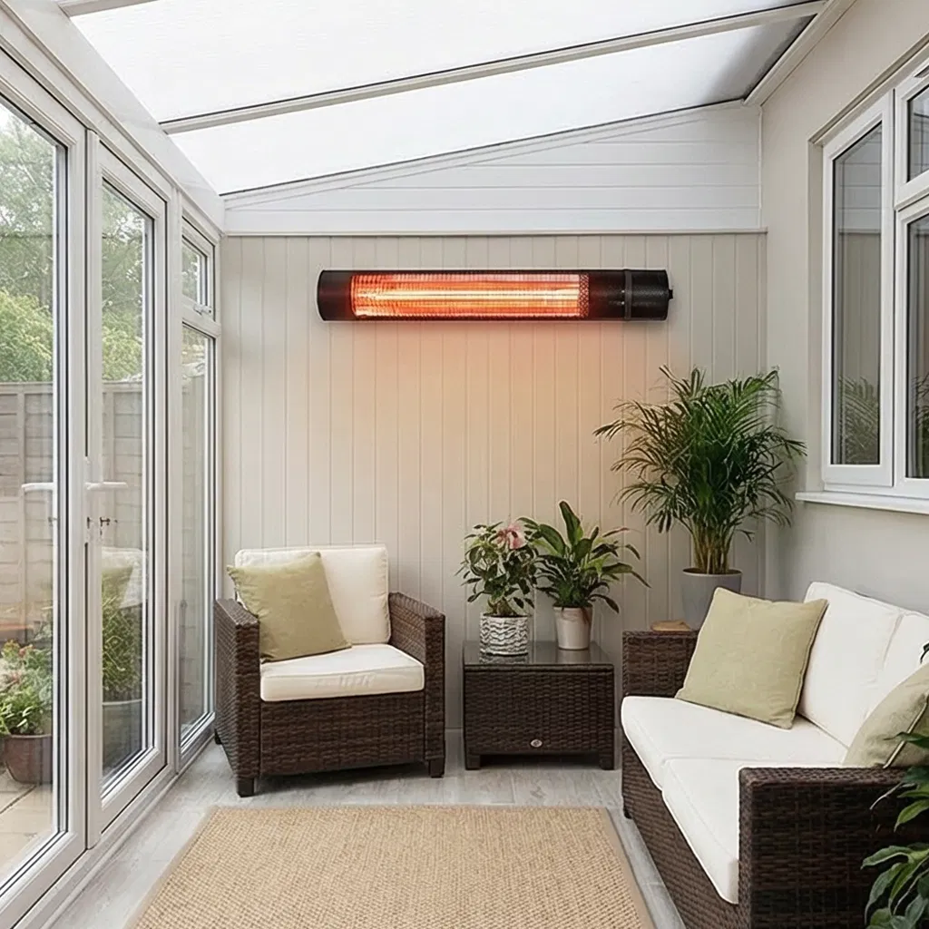 2000W Carbon Fiber Infrared Outdoor Heater with Wall Mount and Remote Control