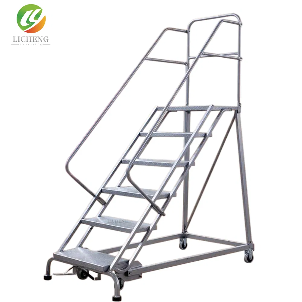 Adjustable Self-Locking Stainless Steel Mobile Step Ladder