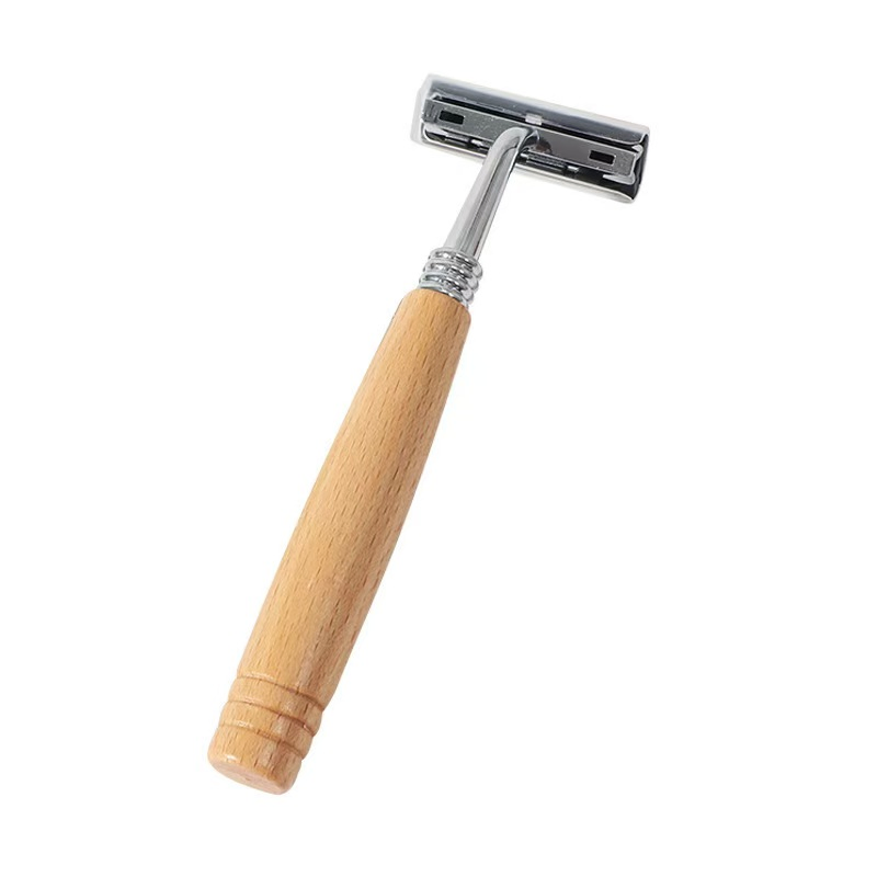 Custom Disposable Luxury Triple Blade Wooden Handle Men Shaving Razor