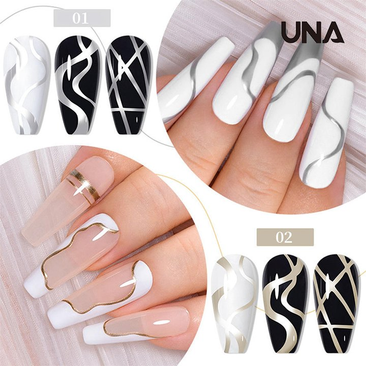 New Metal Chrome Effect Platinum Liner Gel Waterproof Nail Art Soak off UV Mirror Metallic Nail Painting Liner Gel Polish Set