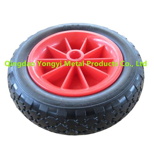 3.00-4 Polyurethane PU Foam Filled Tire Toy Car Rubber Wheel with Plastic Rim for Wagon Trolley