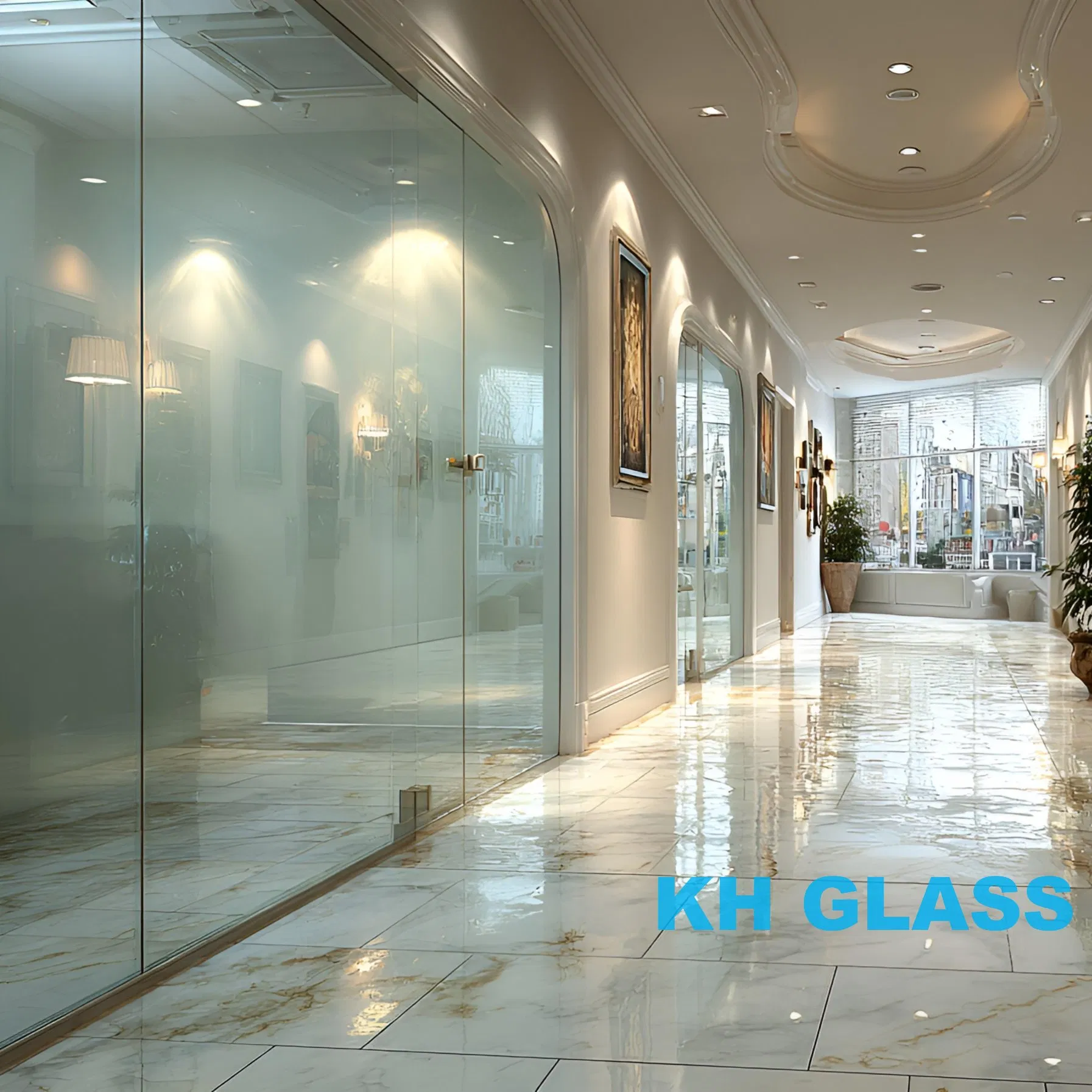 Clear Color Acid Glass Partitions for Living Room Bathroom and Office